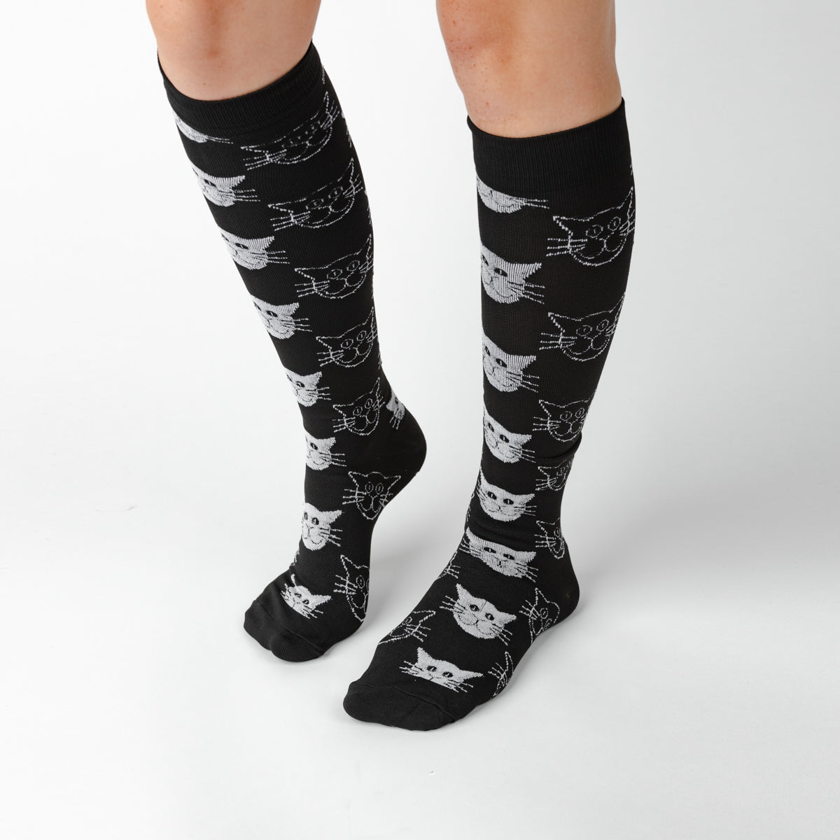 Black White Cats Compression Socks